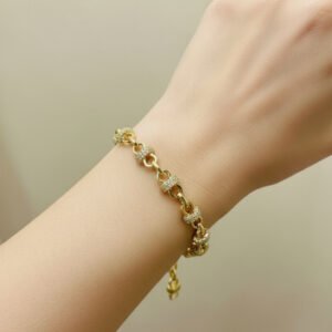 Kalın Gemeci Halatı Zirkon Taşlı Bileklik