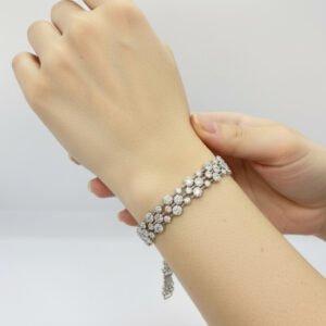 Petekli Full Zirkon Taşlı Bileklik Silver