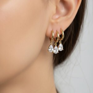 3’lü görünümlü Küpe İri Taşlı