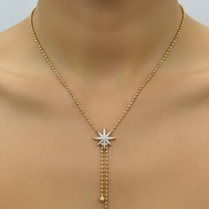 Yıldızlı 2 Sarkıtlı Uçlu Kolye