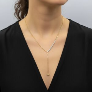 Stainless Steel Bir Tarafı ezme Bir Tarafı Taşlı Y Kolye Ucu yoncalı