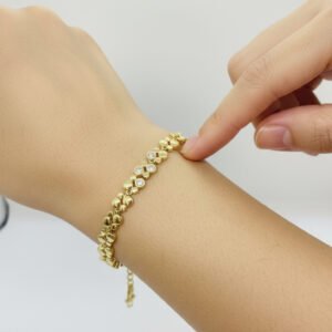 Petek Çift Sıra Zirkon Taşlı Bileklik