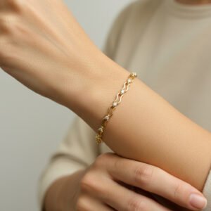 Stainless Steel Geometrik Baget Taşlı Bileklik