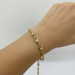 Ortası Kalpli Sıralı Bileklik