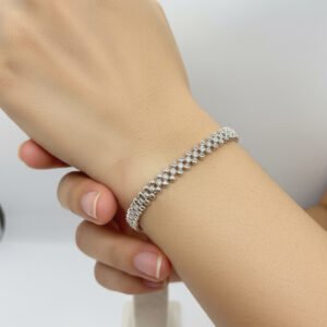 Petek 3 Sıralı Zirkon Taşlı Silver Bileklik