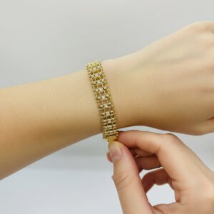 Kaburga Kalın Tek Tek Zirkon Taşlı Bileklik