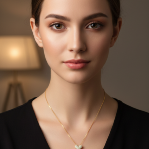 Kalpli Zirkon Taşlı Asansörlü Kolye