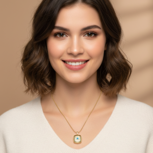 Stainless Steel Kolye Nazar Boncuklu içi Açılıp Resim