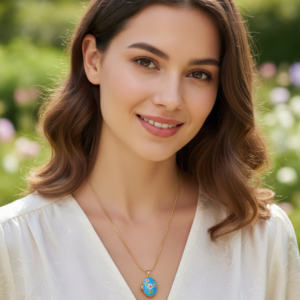 Stainless Steel İnce mavi çiçekli