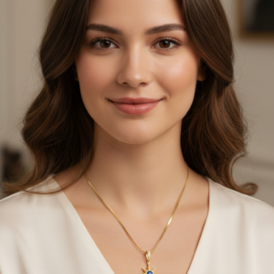 Stainless Steel İnce İtalyan Zincir ucu Kutup yıldızı mavi