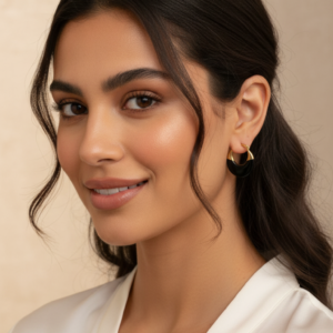 Stainless Steel Mineli Siyah Küpe