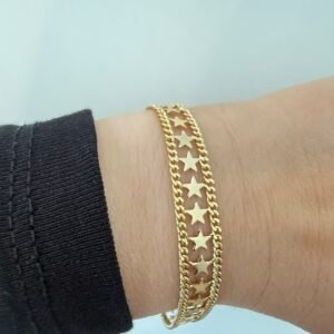 İnce Zincir Ortası Yıldız Gold Bileklik