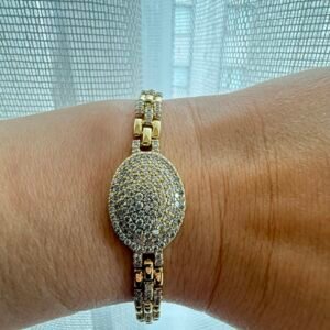 Yuvarlak Taşlı Kareli Zirkonlu Bileklik